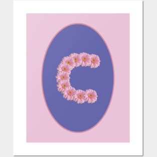 Letter C Pink Gerbera Daisy Monogram Posters and Art